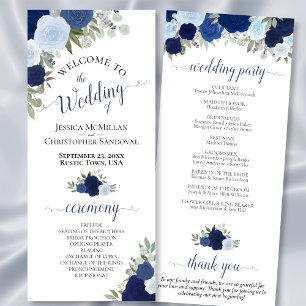 Programme Elégant bleu rustique Chic Aquarelle Mariage Flora