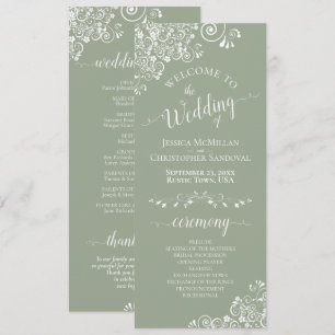 Programme Elégant boucles blanches sur Sage Green Fancy Mari