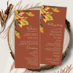 Programme Élégant Brown Feuillage d'automne Mariage moderne