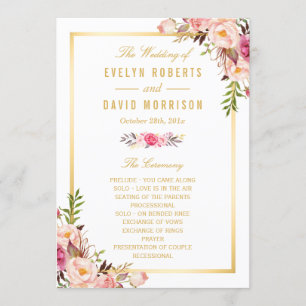 Programme Élégant Chic Floral do-it-yourself Mariage Program