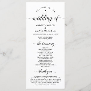Programme Elegant Classy, Écriture noire, Cérémonie Mariage