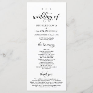 Programme Elegant Classy, Écriture noire, Cérémonie Mariage