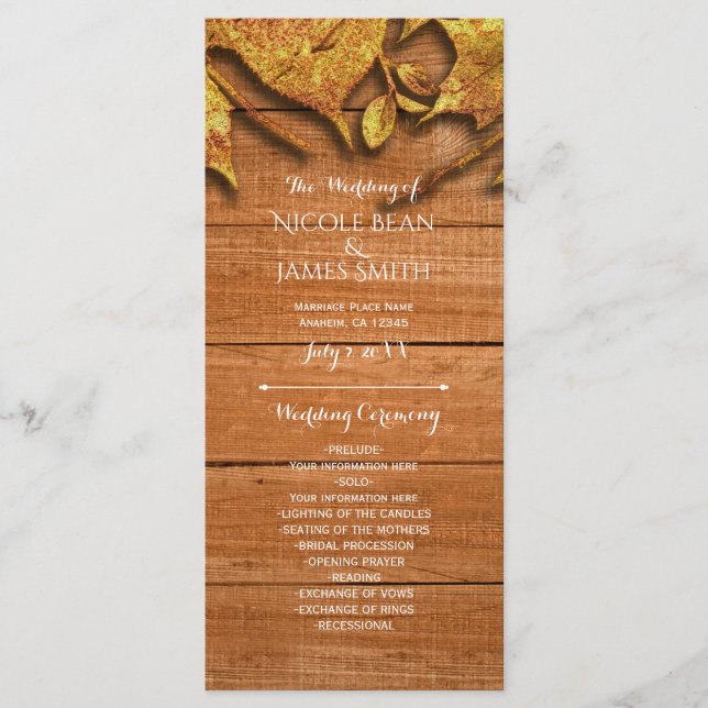 Programme élégant d'automne Art de feuille d'or fa (Devant)