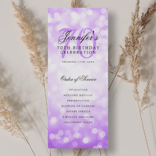 Programme élégant de 70e anniversaire Bokeh violet