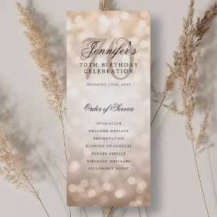 Programme élégant de 70e anniversaire Rose Gold Bo