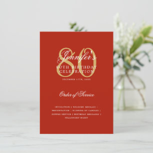 Programme élégant de 80e anniversaire Menu Or Roug