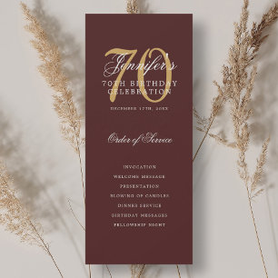 Programme élégant de fête d'anniversaire 70 ans Bo