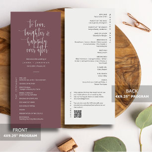 Programme Élégant dusty violet minimal QR Code Mariage plat