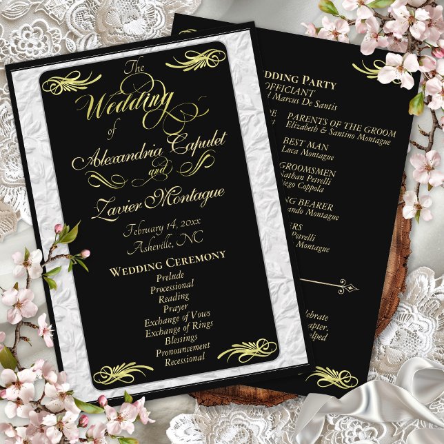 Programme Élégant écriture dorée sur cérémonie de mariage no (Créateur téléchargé)