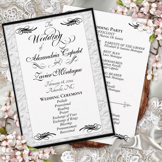 Programme Élégant écriture noire sur cérémonie de mariage bl (Créateur téléchargé)