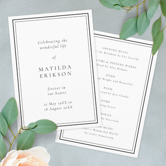 Programme Élégant enterrement | Ordre classique de service (Créateur téléchargé)