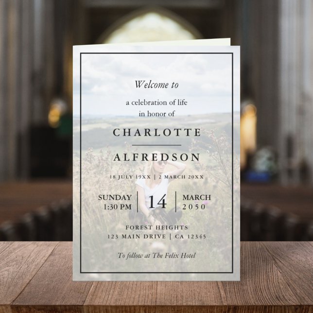 Programme Élégant enterrement | Photo commémorative de l'ord (Créateur téléchargé)