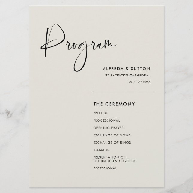 Programme Élégant et moderne mariage vert Sage clair (Devant)