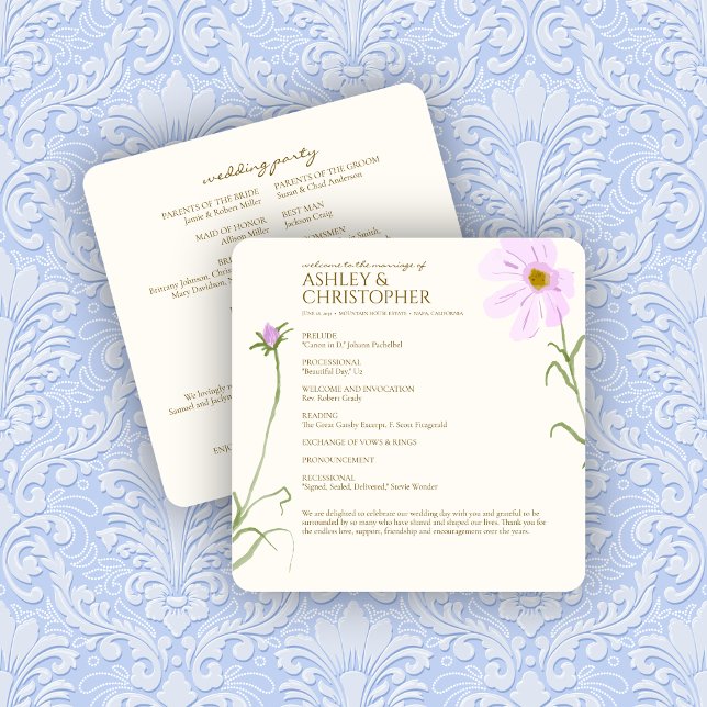 Programme Elégant Fleur sauvage d'aquarelle violet Mariage (Créateur téléchargé)
