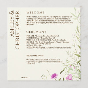 Programme Élégant Fleur sauvage moderne Mariage off-White