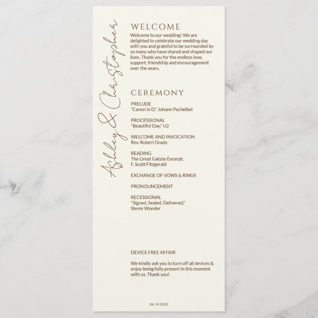 Programme Élégant Fleur sauvage moderne Mariage off-White (Devant)