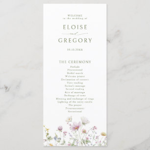 Programme Élégant Fleur sauvage Pastel Soft Mariage botaniqu