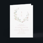 Programme Élégant Fleur sauvage Rustic Boho Mariage Monogram<br><div class="desc">Elégante délicate aquarelle fleur sauvage cadres de couronnes couple monogramme, avec personnalisation vos propres détails de l'événement. Palettes pastel de rose pâle, blanc cassé, beige, bleu poussiéreux, rose poussiéreux, verdure botanique, sobre et romantique. Des programmes de mariage floraux pour mariage rustique moderne, mariage de jardin de campagne et mariage boho...</div>
