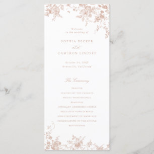 Programme Élégant Floral Blush rose Vintage Ornament Mariage