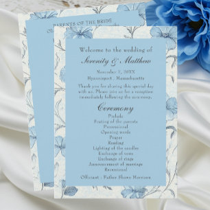 Programme Elégant Floral Dusty Bleu Pays Jardin Mariage