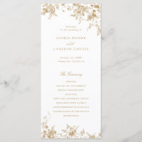 Élégant Floral Vintage Ornament Mariage or