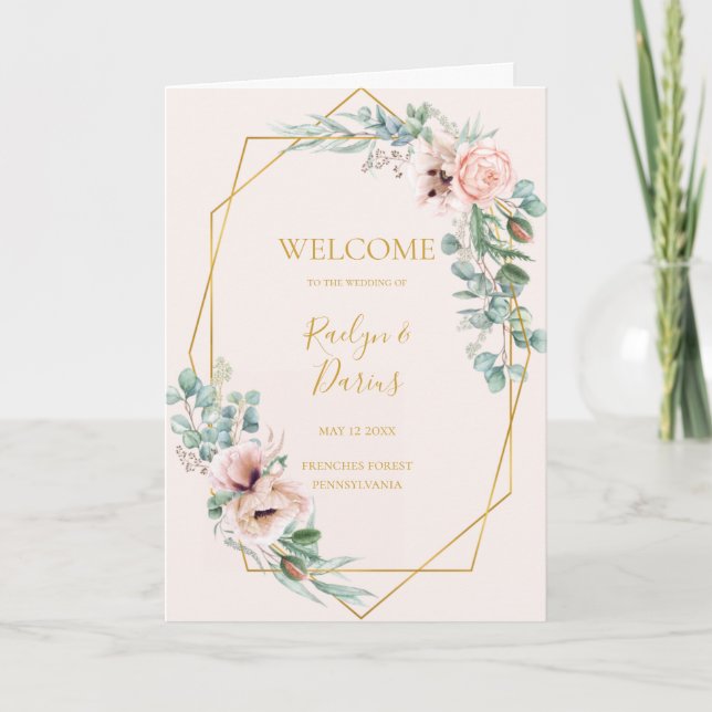 Programme Élégant flou | Mariage Plier Pastel (Devant)