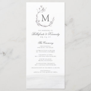 Programme Elégant gris blanc Aquarelle Mariage de couronne