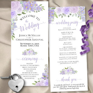 Programme Elégant Lavender Boho Aquarelle Mariage Floral