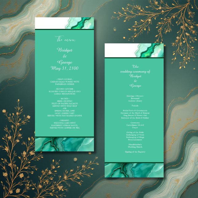 Programme Elégant Mariage couleur marbre Turquoise Emerald (Créateur téléchargé)