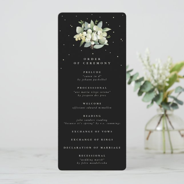 Programme Elégant Mariage de bouquet Black Snowberry+Eucalyp (Debout devant)