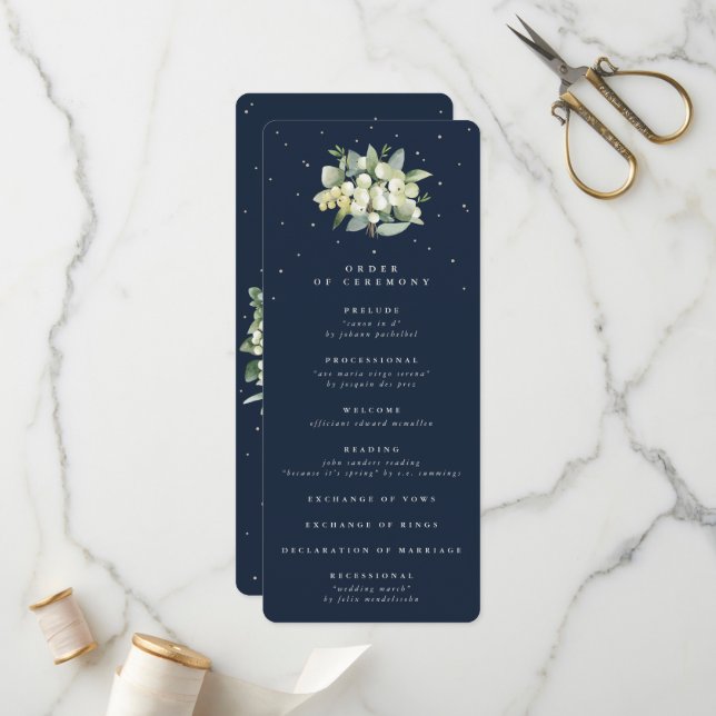 Programme Elégant Mariage de bouquet de la marine Snowberry+ (Devant/Arrière en situation)
