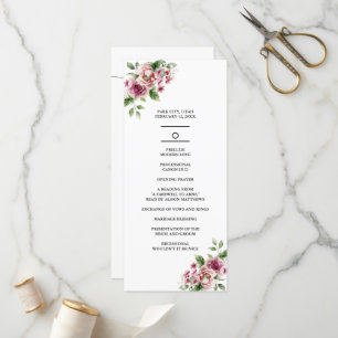 Programme Elégant Mariage de bouquet rose aquarelle
