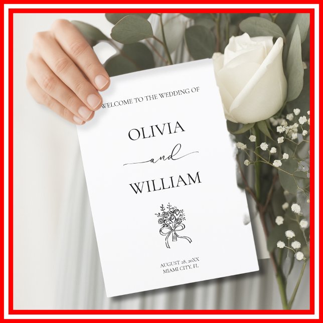 Programme Élégant Mariage de calligraphie simple noir et bla (Créateur téléchargé)