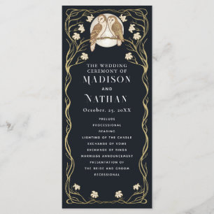 Programme Élégant Mariage de Chouettes Art Nouveau