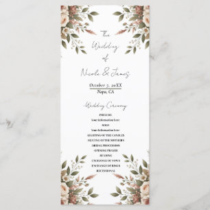 Programme Élégant mariage de coin floral vert olive et blanc