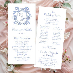 Programme Élégant Mariage de Monogram Blue Dusty