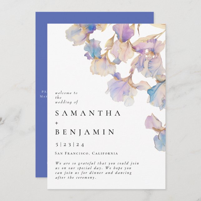 Programme Élégant Mariage floral Iris (Devant / Derrière)