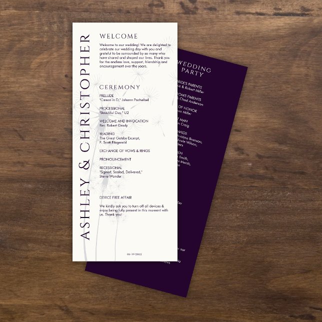 Programme Élégant Mariage moderne foncé violet (Créateur téléchargé)