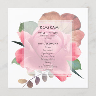 Programme Élégant mariage rose vintage