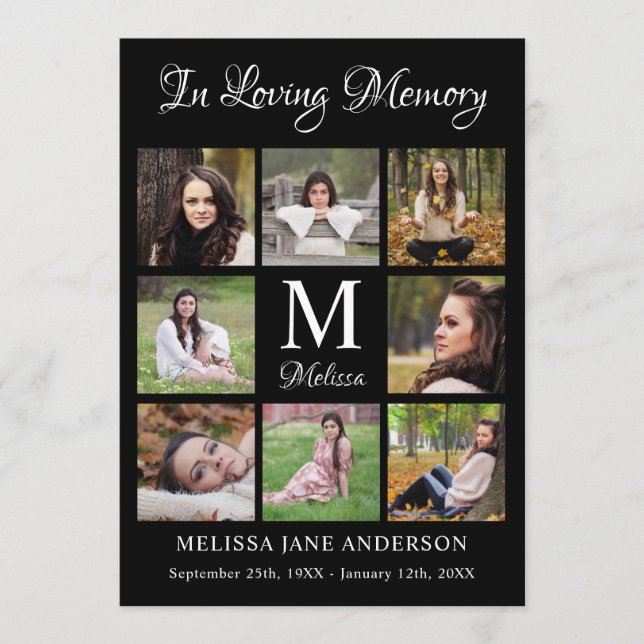 Programme Élégant Mémorial 8 Photo Ordre de service Funérail (Devant)