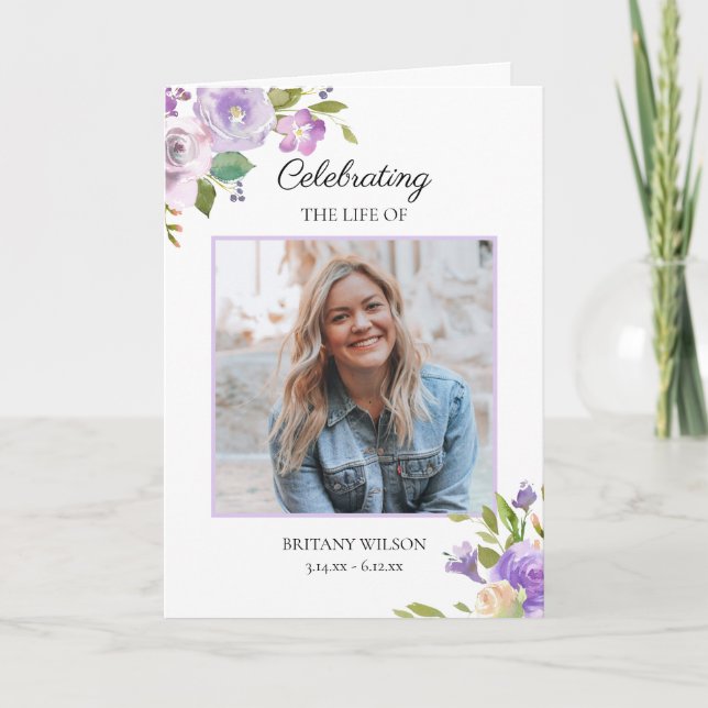 Programme Élégant Mémorial funéraire Floral Photo (Devant)