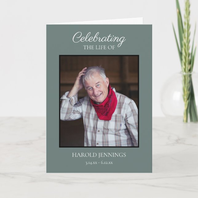 Programme Élégant Mémorial funéraire Photo Verte (Devant)