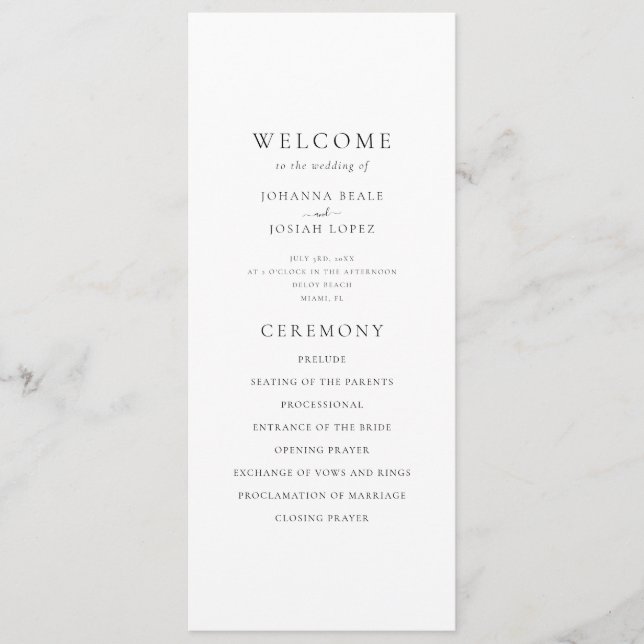 Programme Elegant Minimal Palm Tree Wedding Program (Devant)