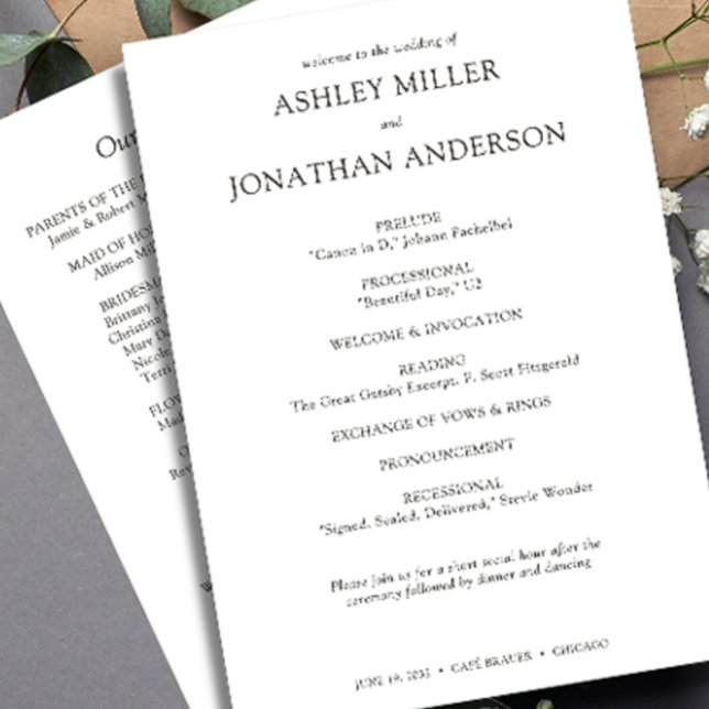 Programme Élégant Moderne Éléments simples Mariage (Créateur téléchargé)