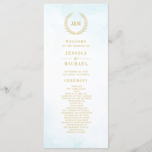 Programme Élégant Monogramme minimaliste Classique Turquoise (Devant)