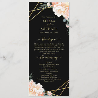 Programme Elégant noir Mariage géométrique en crème dorée