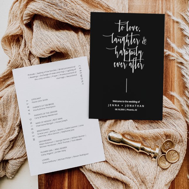 Programme Élégant noir minimal calligraphie Mariage de scrip (Créateur téléchargé)