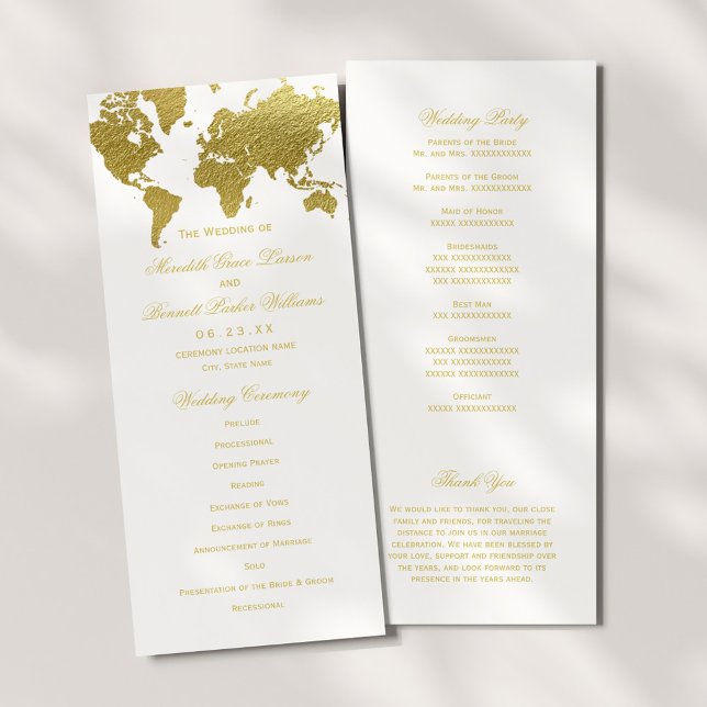 Programme Élégant Planisphère Doré Mariage (Créateur téléchargé)