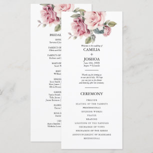 Programme Élégant Romantique Mariage Rose Rose Moderne Chic