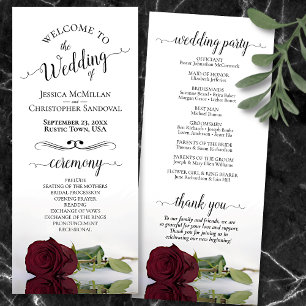 Programme Élégant Rose Bourgogne Simple Mariage romantique